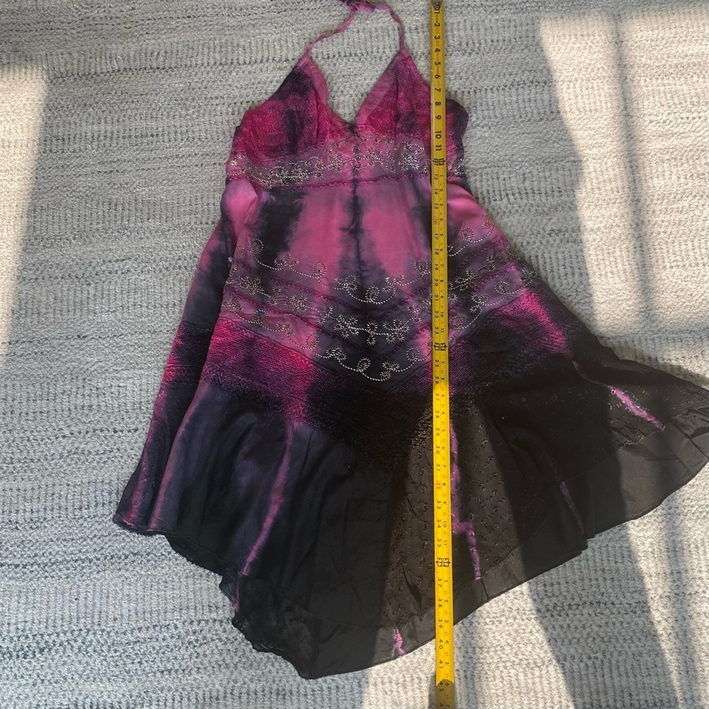 LSI Vintage Pink and Black Tie Dye Embroidered Dress - Picture 8 of 9